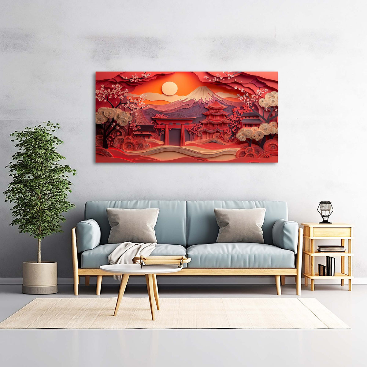 Orange Asian Nature Wall Art Art Deco Painting Prints Canvas Artwork Living Room Family Bedroom Office Decor