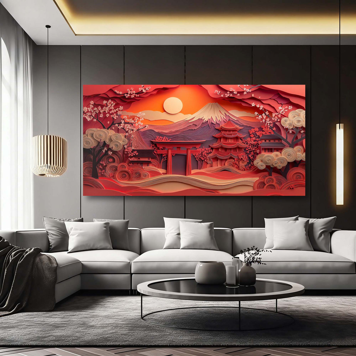 Orange Asian Nature Wall Art Art Deco Painting Prints Canvas Artwork Living Room Family Bedroom Office Decor