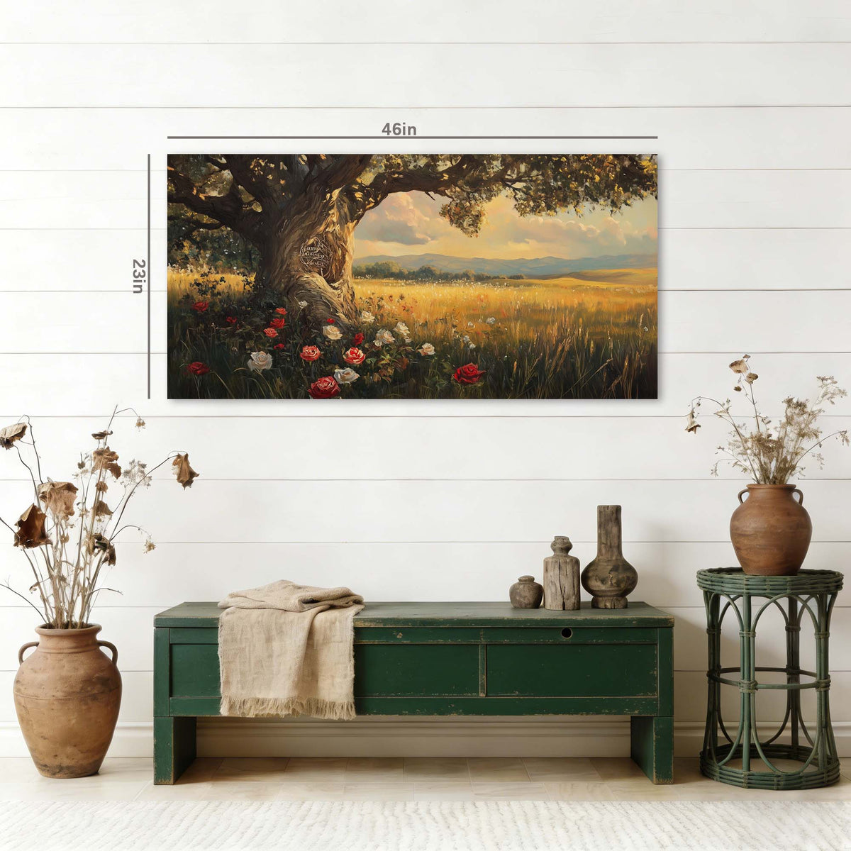 Red Pretty Floral Wall Art for Living Room Canvas Painting Prints Artwork Family Bedroom Office Decor