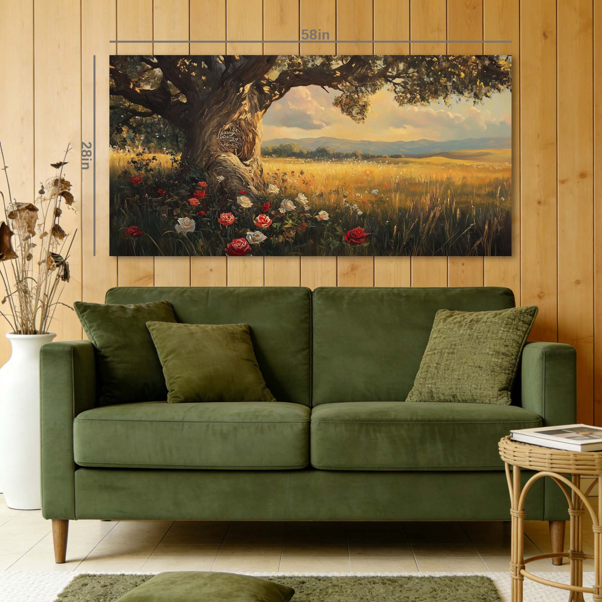 Red Pretty Floral Wall Art for Living Room Canvas Painting Prints Artwork Family Bedroom Office Decor