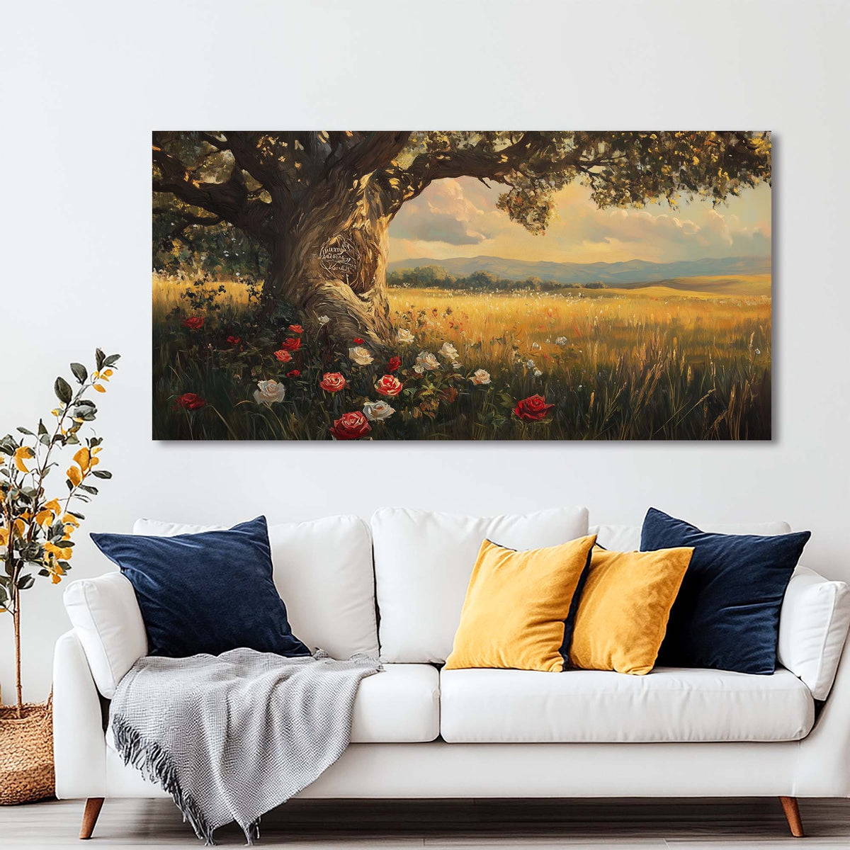 Red Pretty Floral Wall Art for Living Room Canvas Painting Prints Artwork Family Bedroom Office Decor