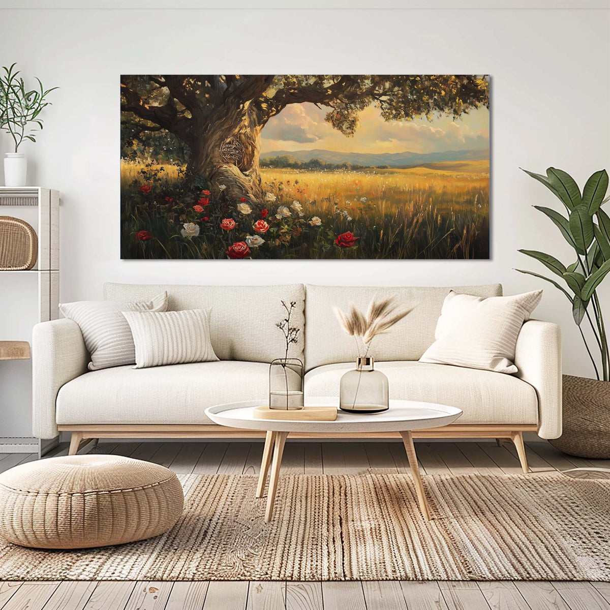 Red Pretty Floral Wall Art for Living Room Canvas Painting Prints Artwork Family Bedroom Office Decor