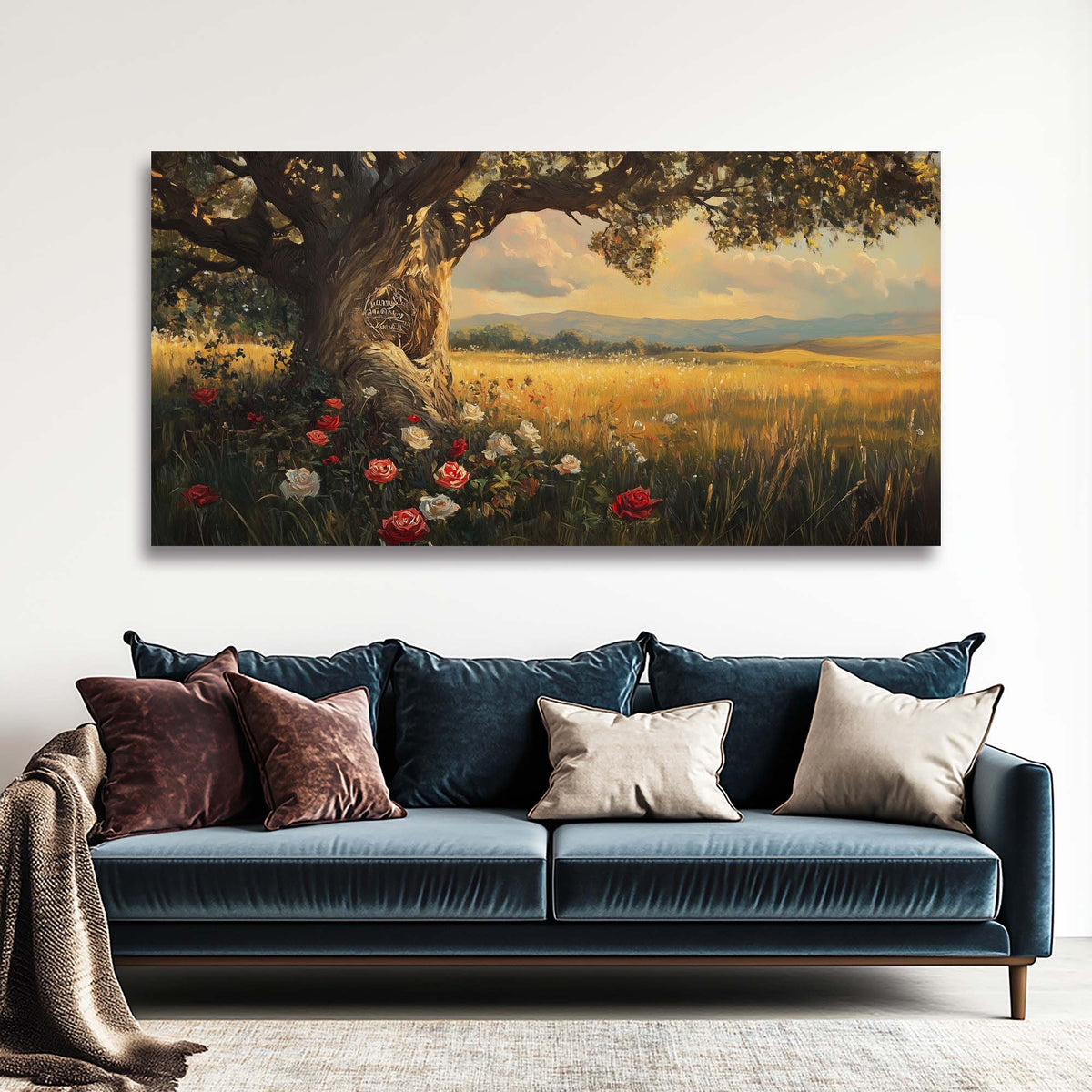 Red Pretty Floral Wall Art for Living Room Canvas Painting Prints Artwork Family Bedroom Office Decor