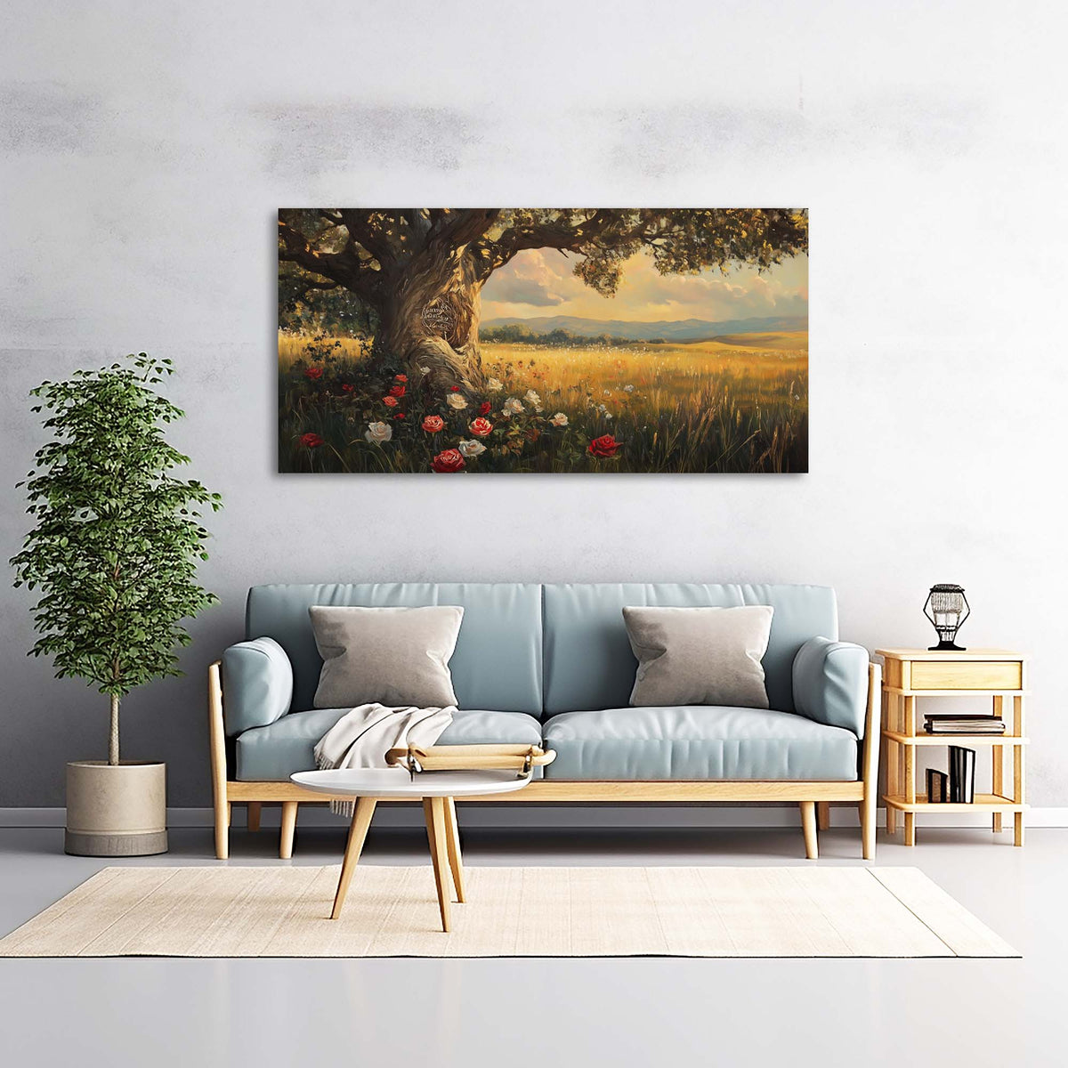 Red Pretty Floral Wall Art for Living Room Canvas Painting Prints Artwork Family Bedroom Office Decor