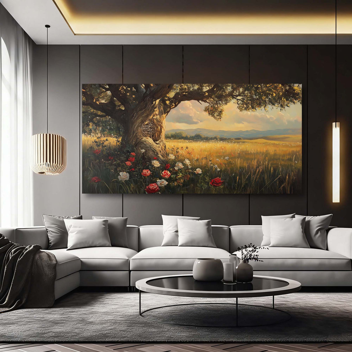 Red Pretty Floral Wall Art for Living Room Canvas Painting Prints Artwork Family Bedroom Office Decor