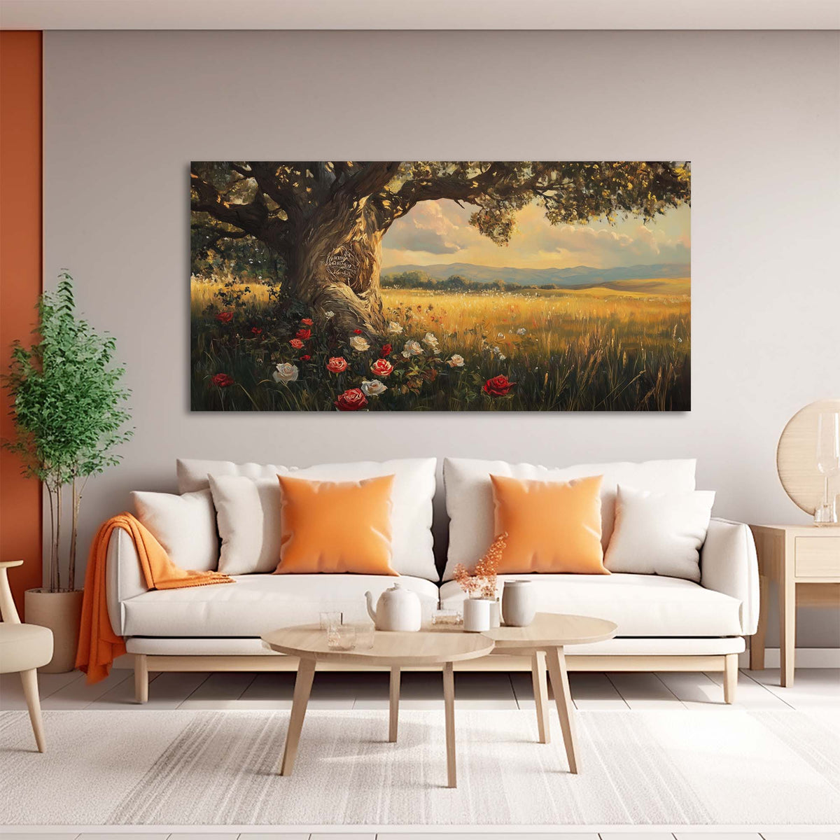 Red Pretty Floral Wall Art for Living Room Canvas Painting Prints Artwork Family Bedroom Office Decor