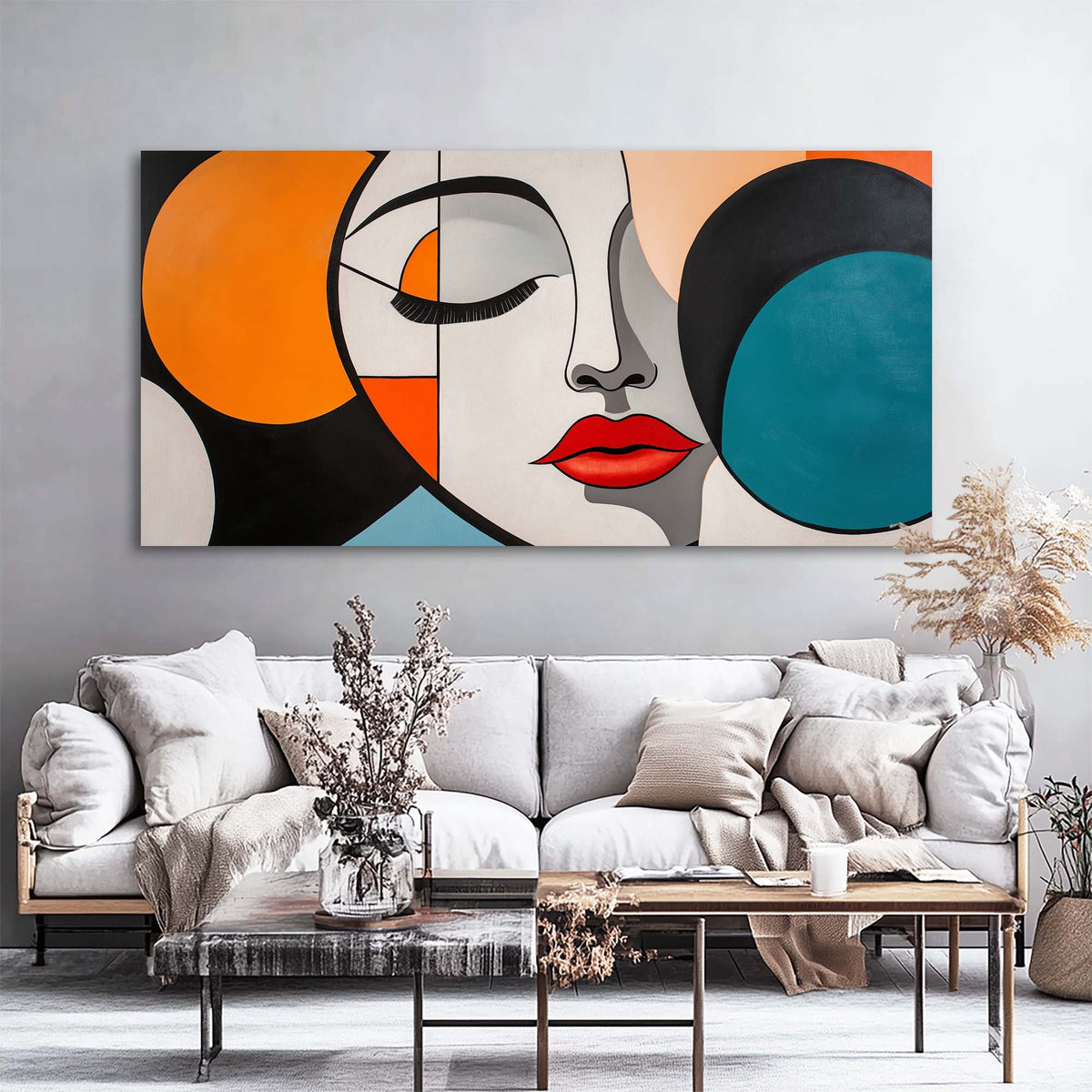 Blue Abstract Wall Art for Living Room Canvas Painting Prints Art Deco Artwork Office Bedroom Decor