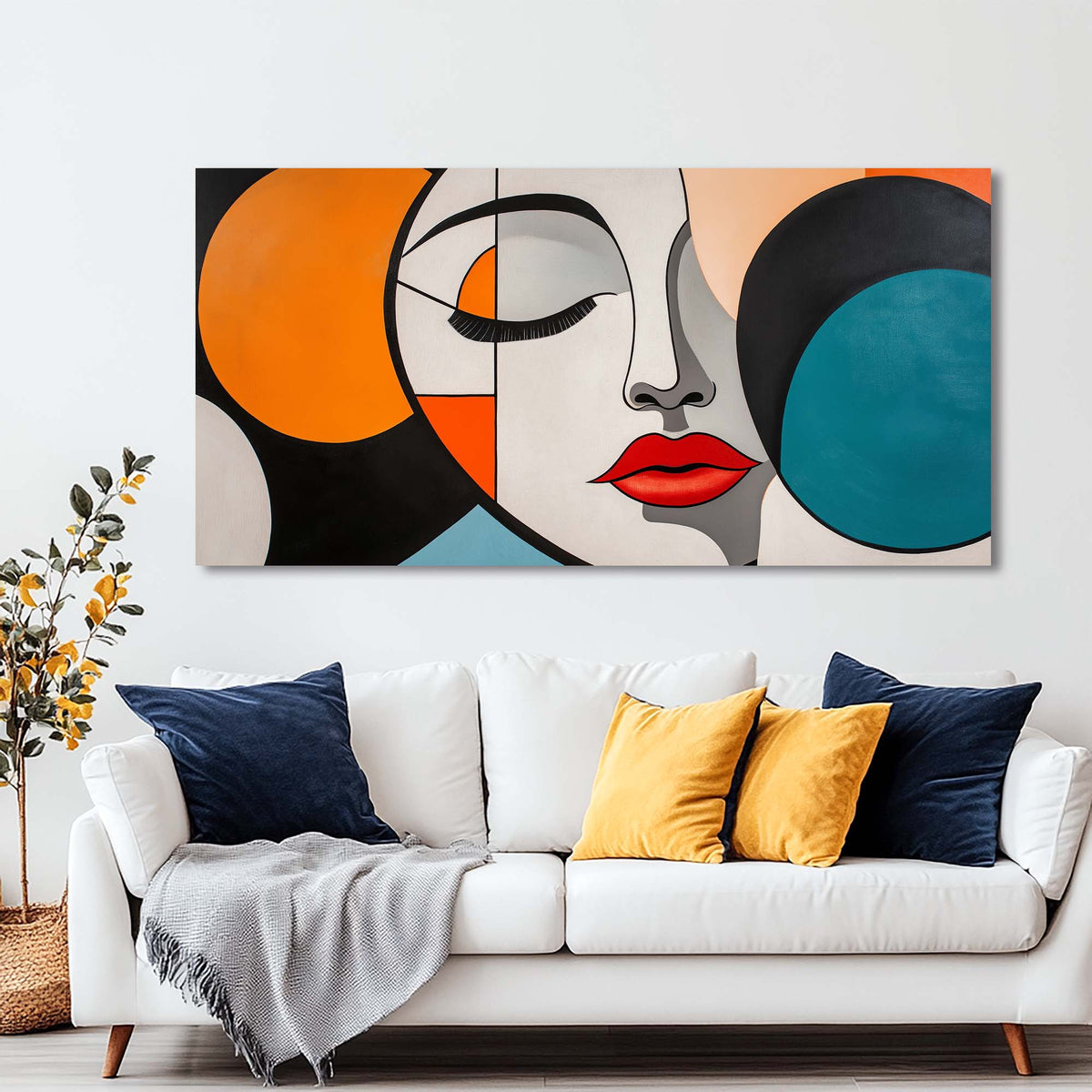 Blue Abstract Wall Art for Living Room Canvas Painting Prints Art Deco Artwork Office Bedroom Decor