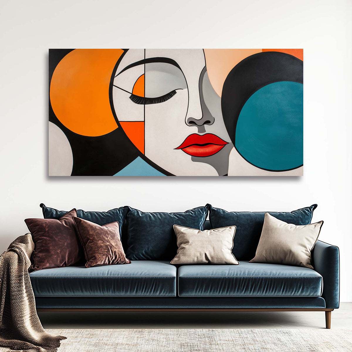 Blue Abstract Wall Art for Living Room Canvas Painting Prints Art Deco Artwork Office Bedroom Decor