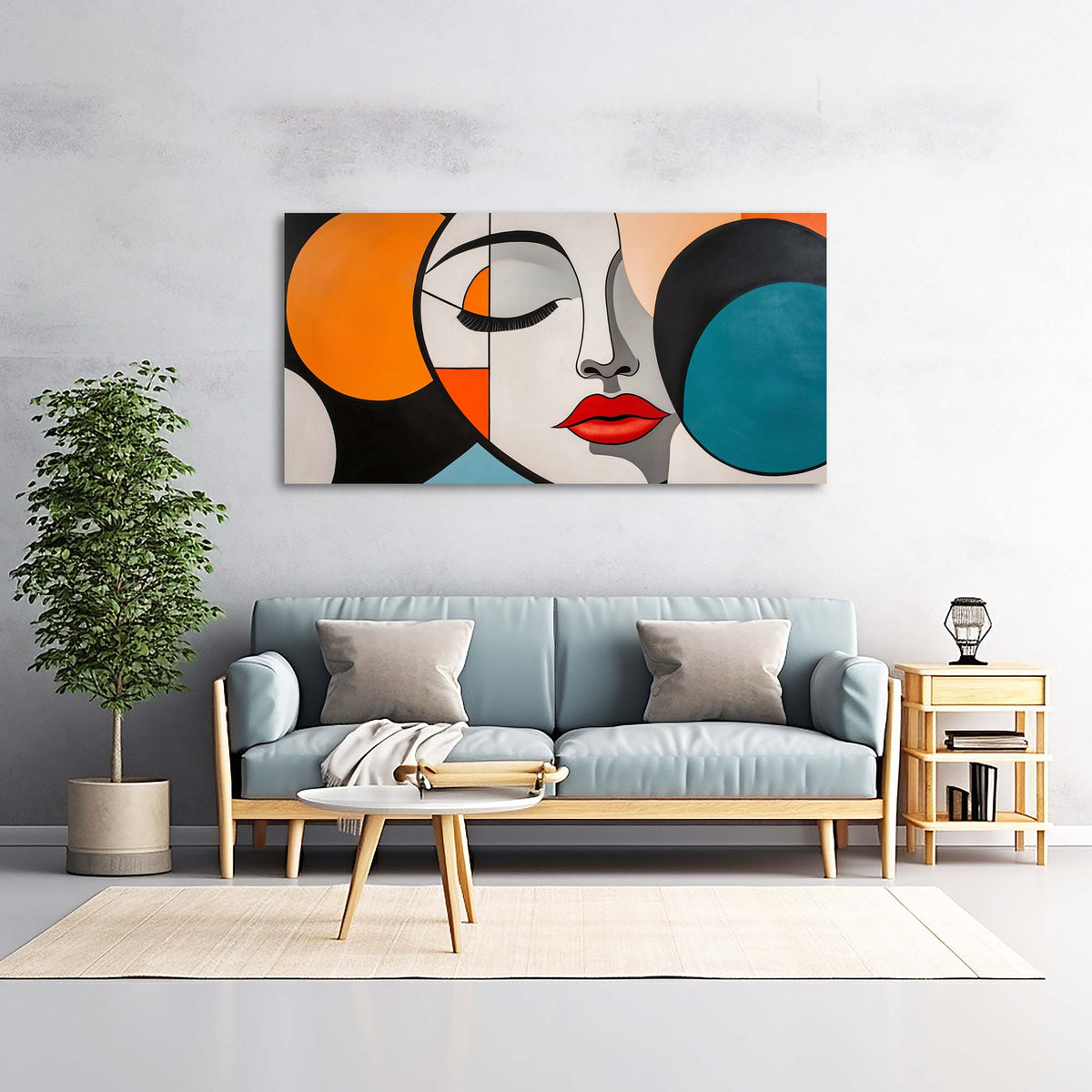 Blue Abstract Wall Art for Living Room Canvas Painting Prints Art Deco Artwork Office Bedroom Decor