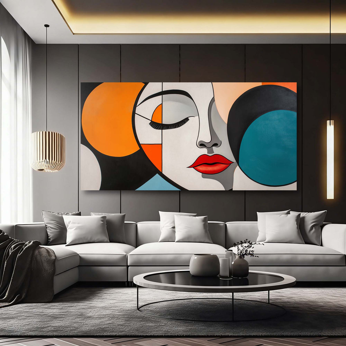 Blue Abstract Wall Art for Living Room Canvas Painting Prints Art Deco Artwork Office Bedroom Decor
