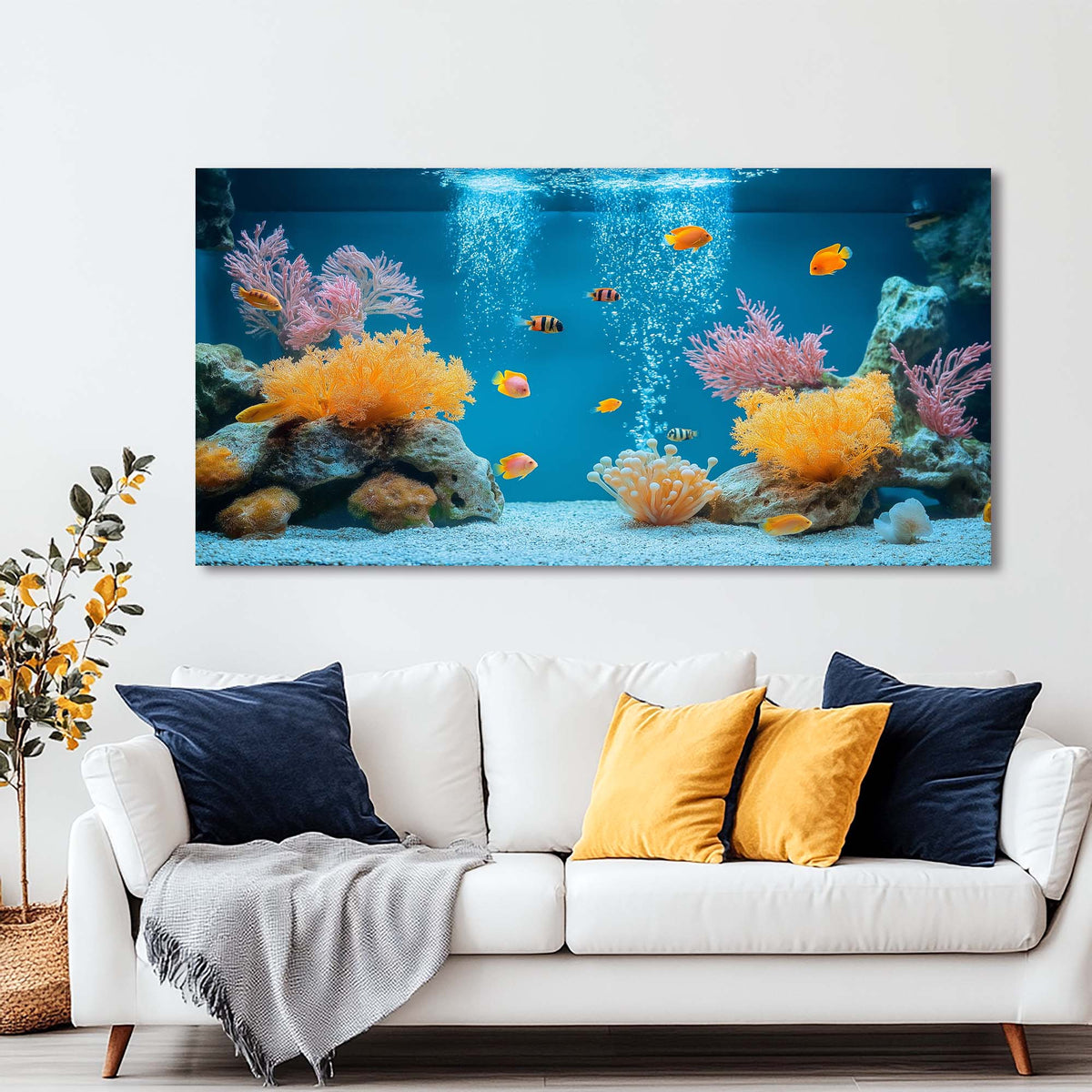 Navy Blue Tropical Animals Canvas Wall Art for Living Room Prints Artwork Bedroom Office Decor