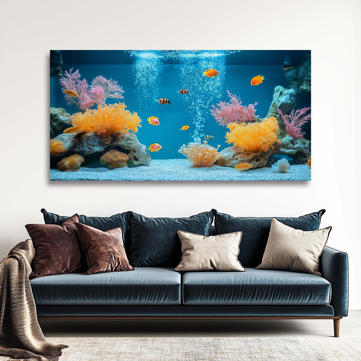 Navy Blue Tropical Animals Canvas Wall Art for Living Room Prints Artwork Bedroom Office Decor