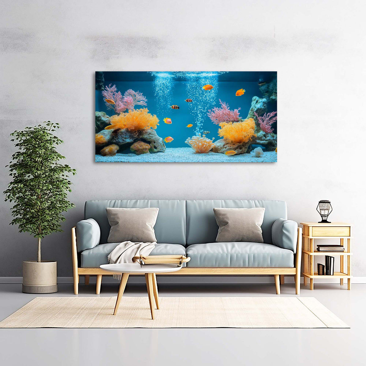 Navy Blue Tropical Animals Canvas Wall Art for Living Room Prints Artwork Bedroom Office Decor