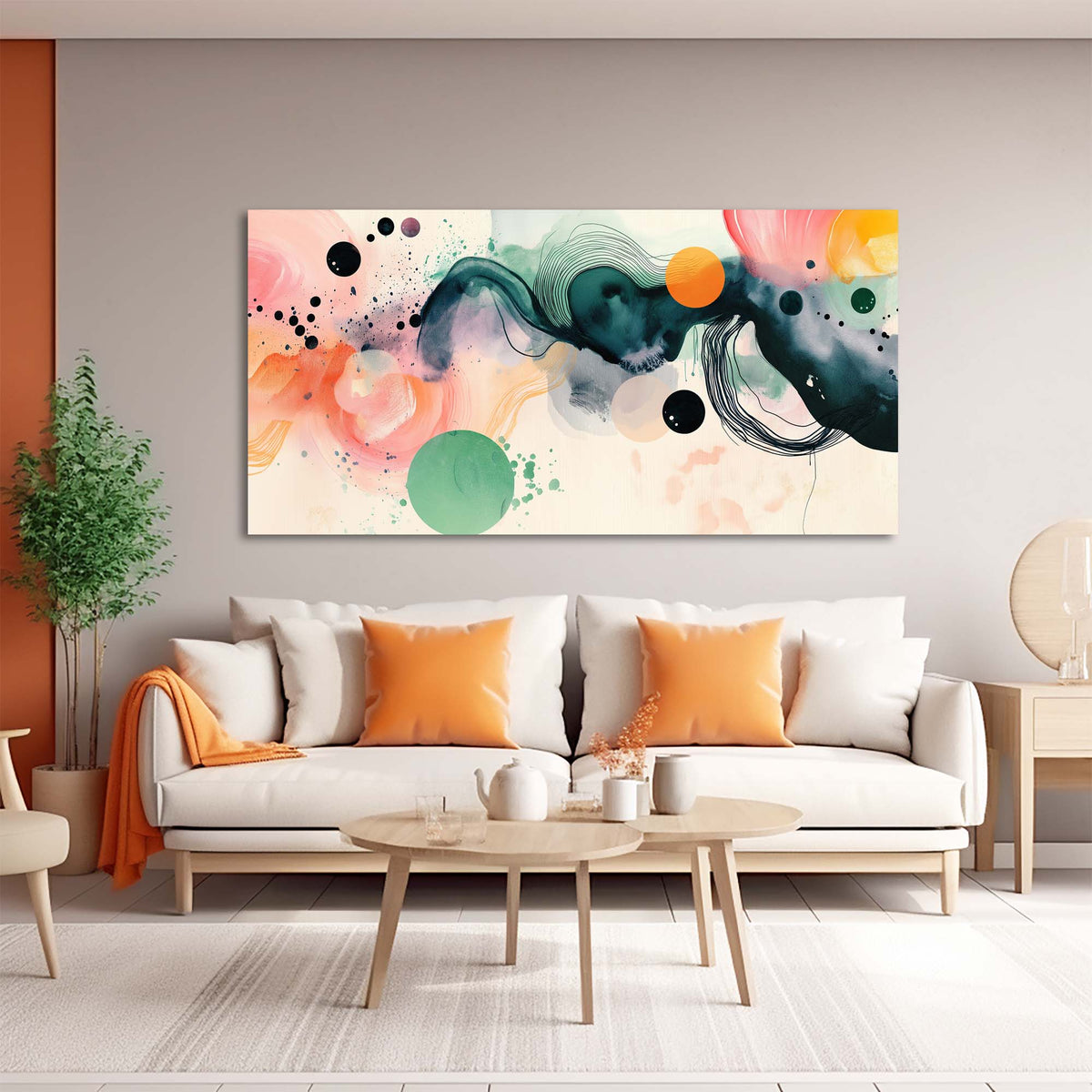 Orange Abstract Abstract Canvas Wall Art for Living Room Prints Artwork Bedroom Office Decor