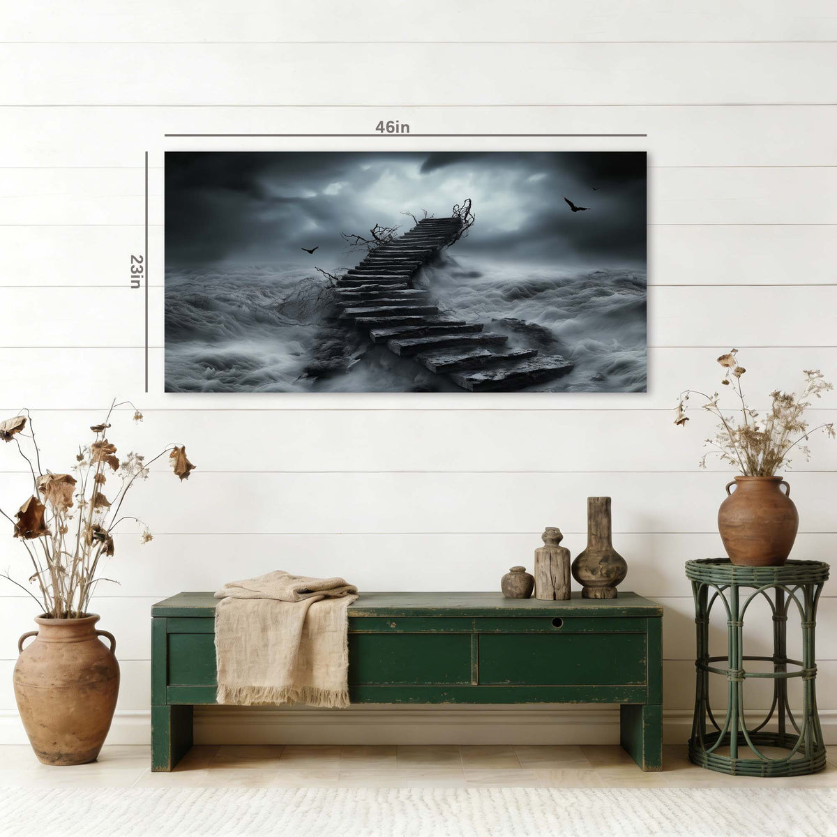 Navy Blue Mysterious Horror Wall Art for Living Room Canvas Painting Prints Artwork Family Bedroom Office Decor
