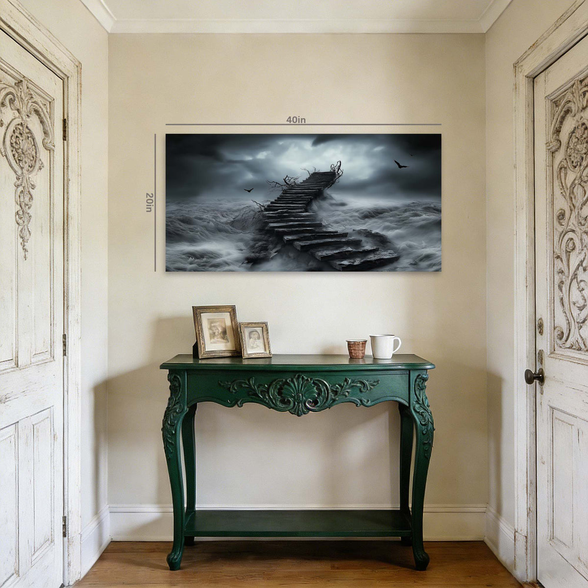 Navy Blue Mysterious Horror Wall Art for Living Room Canvas Painting Prints Artwork Family Bedroom Office Decor