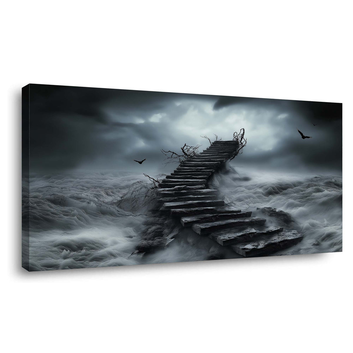 Navy Blue Mysterious Horror Wall Art for Living Room Canvas Painting Prints Artwork Family Bedroom Office Decor