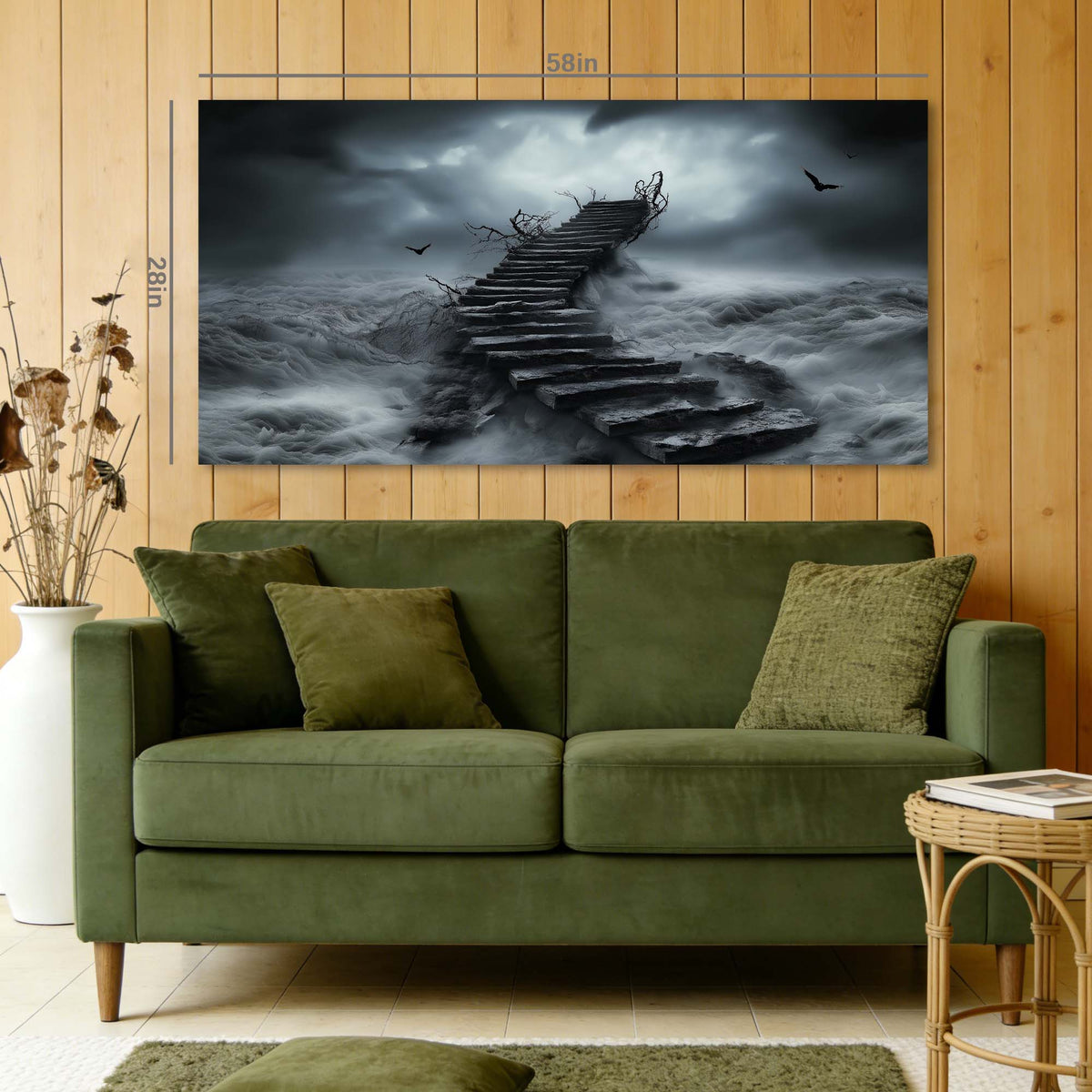 Navy Blue Mysterious Horror Wall Art for Living Room Canvas Painting Prints Artwork Family Bedroom Office Decor
