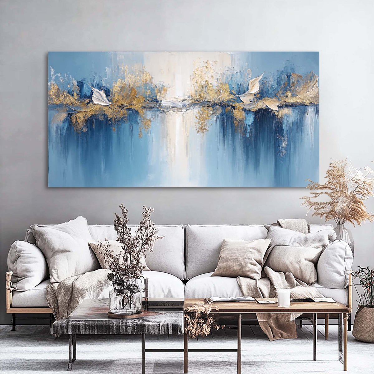 Blue Abstract Abstract Wall Art Canvas Painting Prints Artwor Office Bedroom Living Room Decor