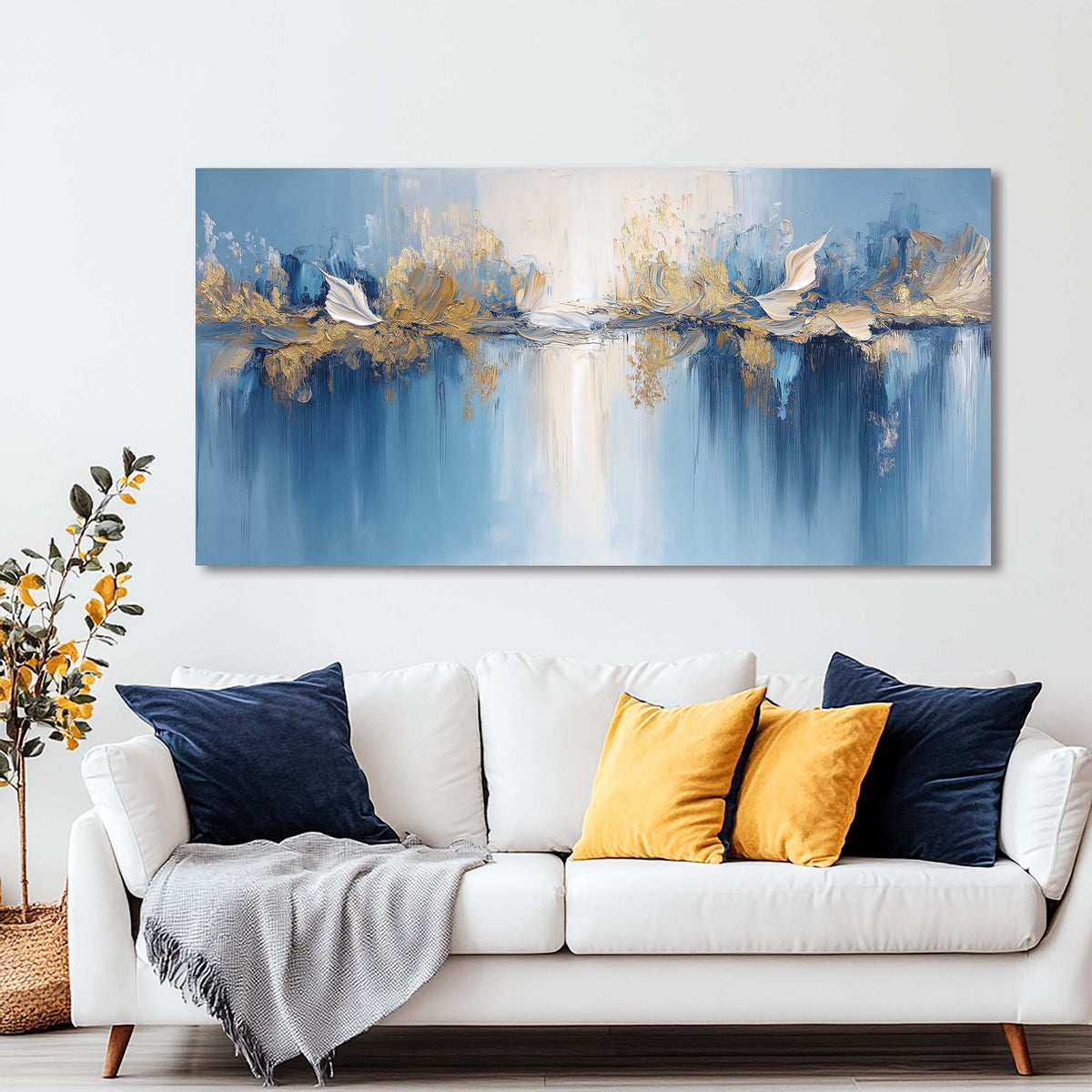 Blue Abstract Abstract Wall Art Canvas Painting Prints Artwor Office Bedroom Living Room Decor
