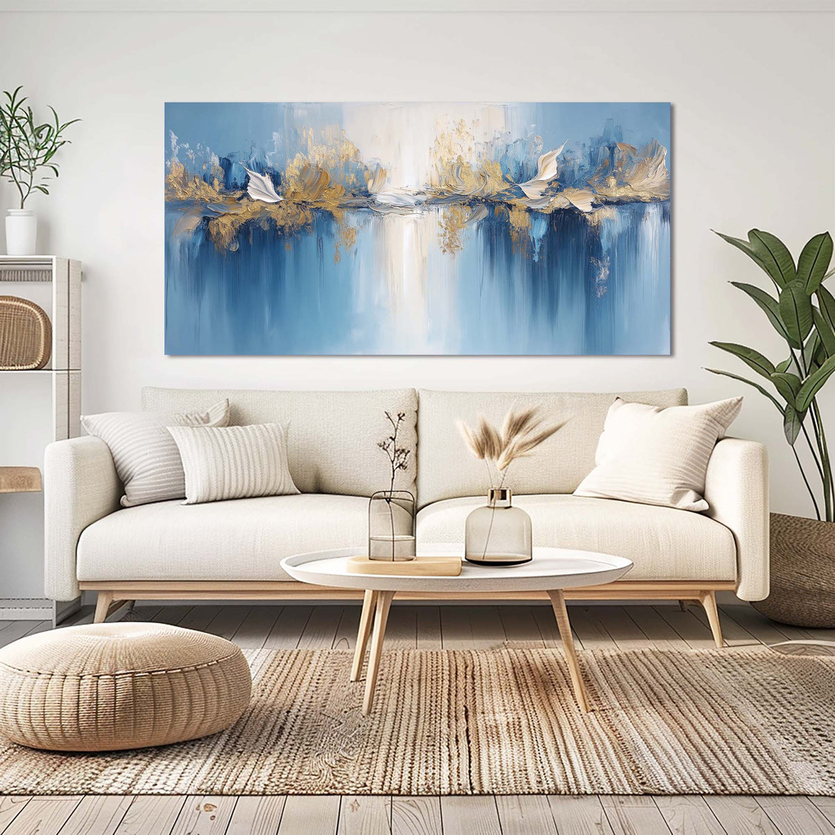 Blue Abstract Abstract Wall Art Canvas Painting Prints Artwor Office Bedroom Living Room Decor