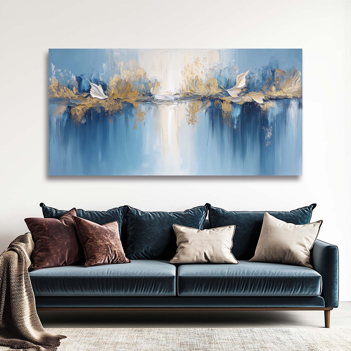 Blue Abstract Abstract Wall Art Canvas Painting Prints Artwor Office Bedroom Living Room Decor
