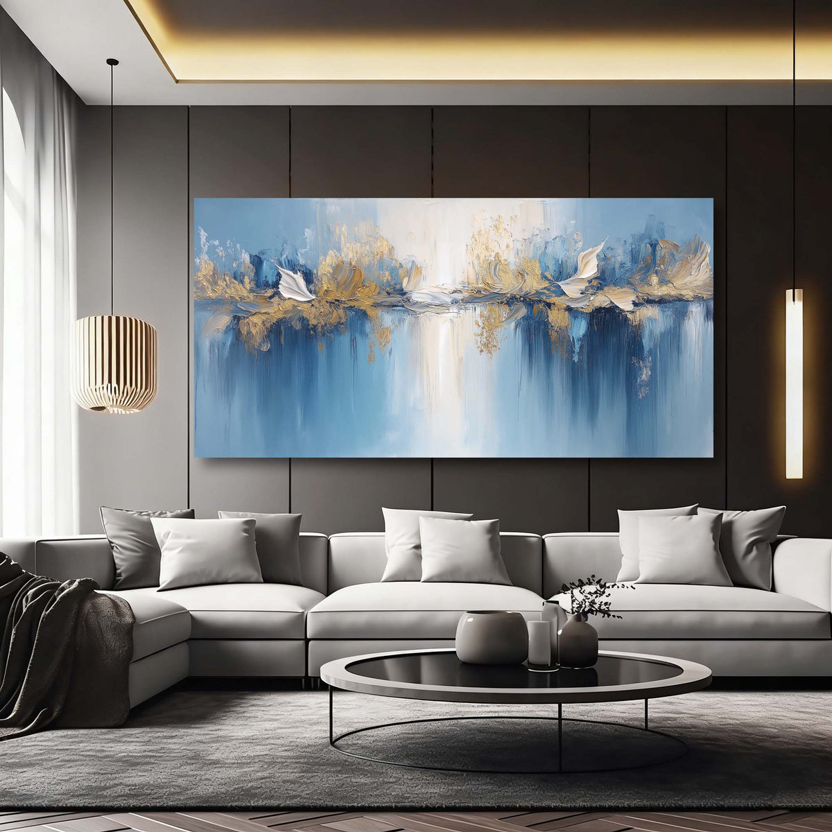 Blue Abstract Abstract Wall Art Canvas Painting Prints Artwor Office Bedroom Living Room Decor