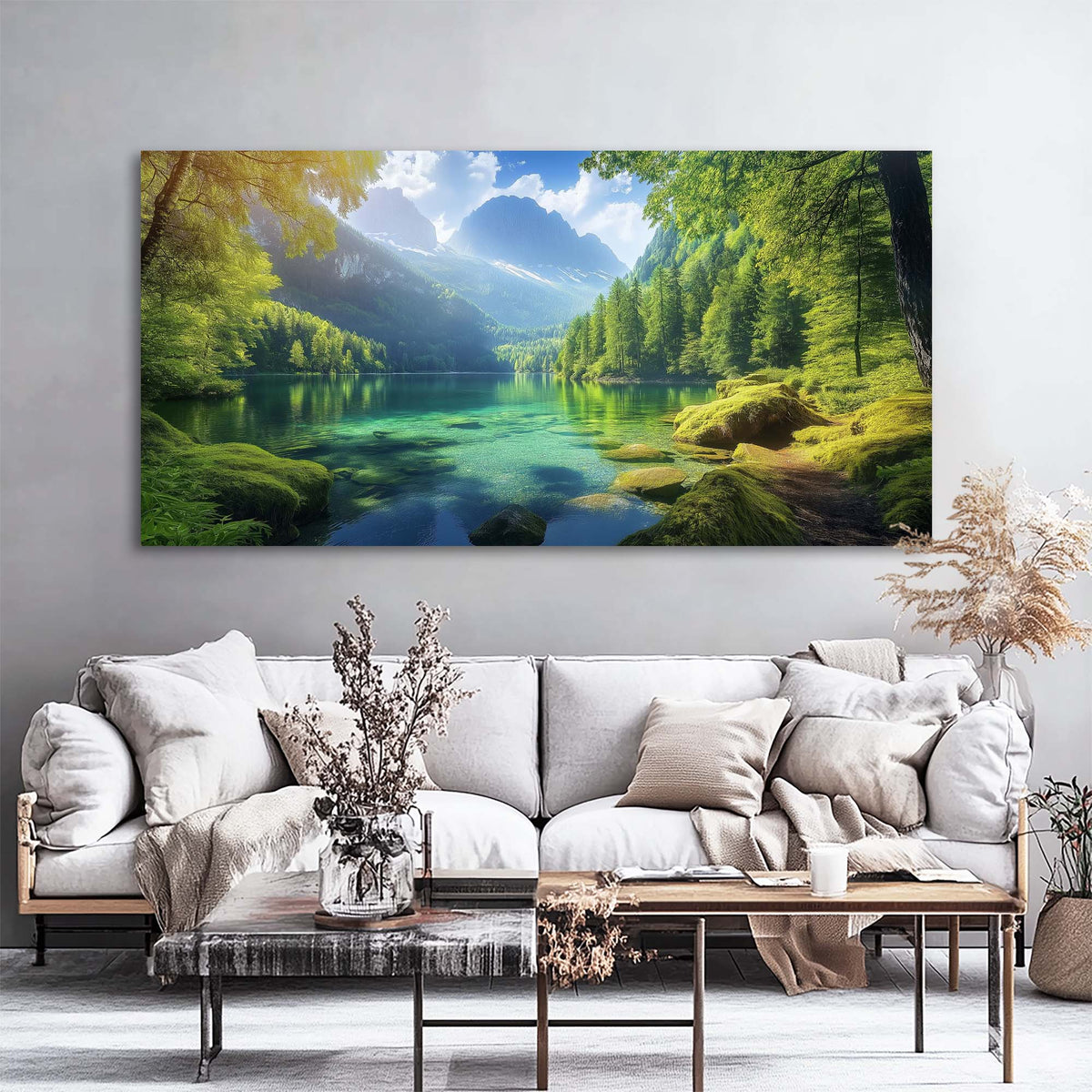 Navy Blue Fantasy Nature Wall Art for Living Room Canvas Painting Prints Artwork Family Bedroom Office Decor