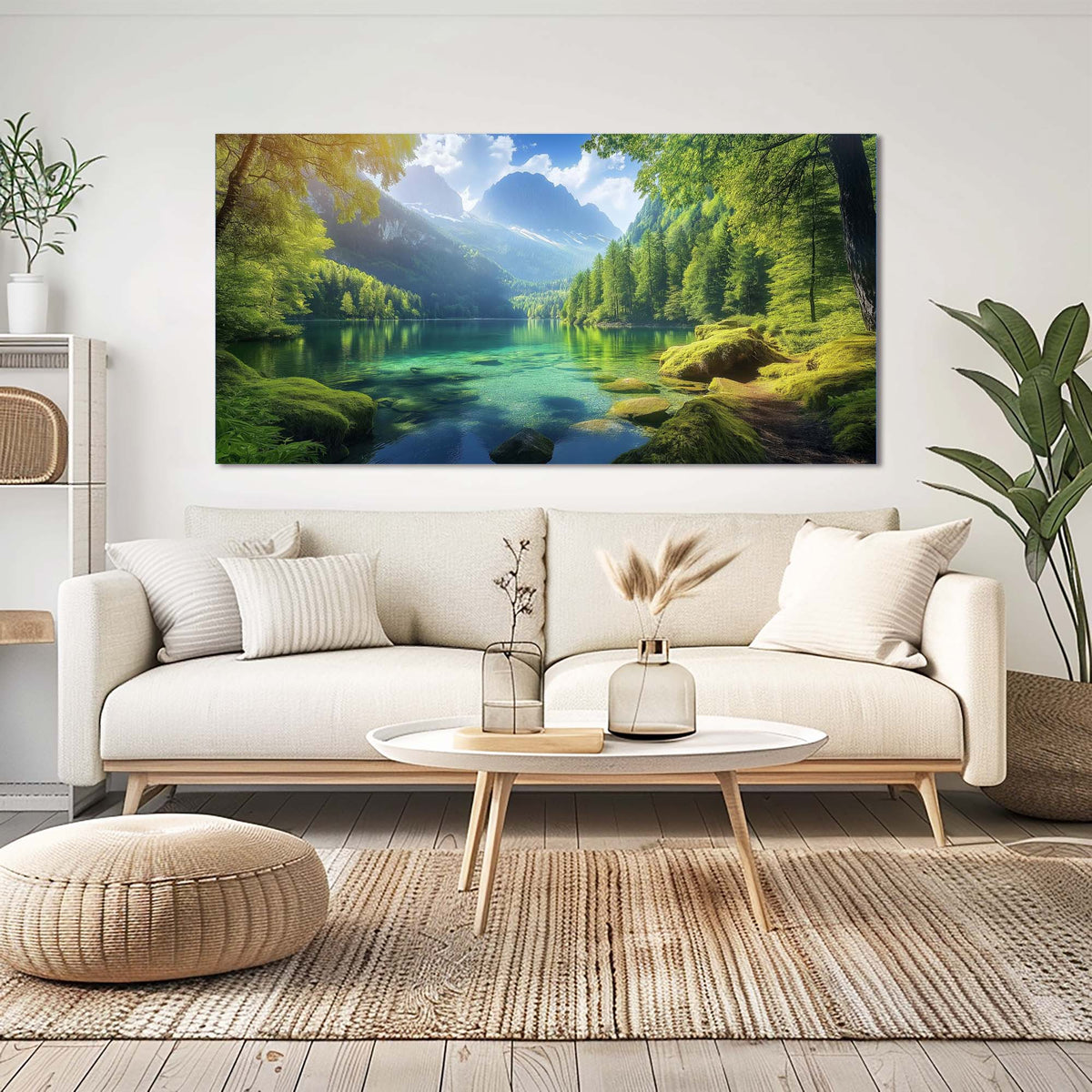 Navy Blue Fantasy Nature Wall Art for Living Room Canvas Painting Prints Artwork Family Bedroom Office Decor