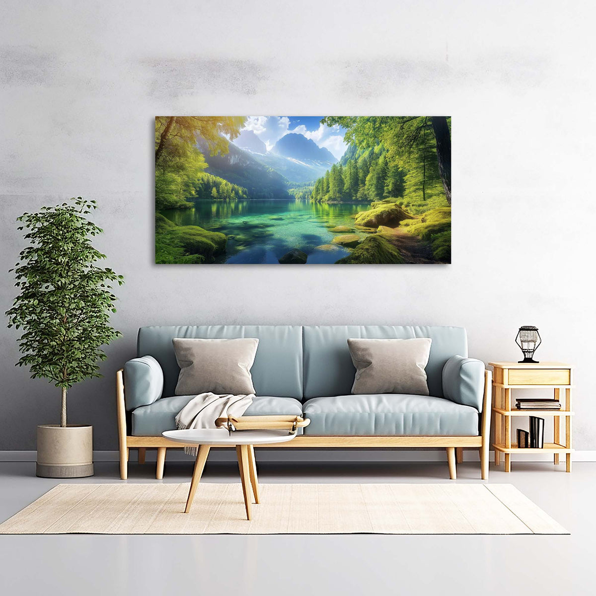 Navy Blue Fantasy Nature Wall Art for Living Room Canvas Painting Prints Artwork Family Bedroom Office Decor