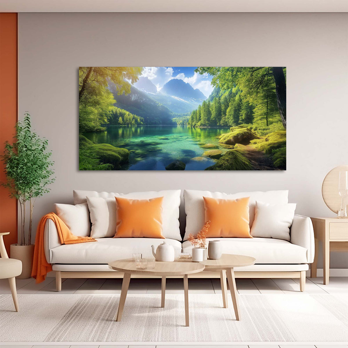 Navy Blue Fantasy Nature Wall Art for Living Room Canvas Painting Prints Artwork Family Bedroom Office Decor