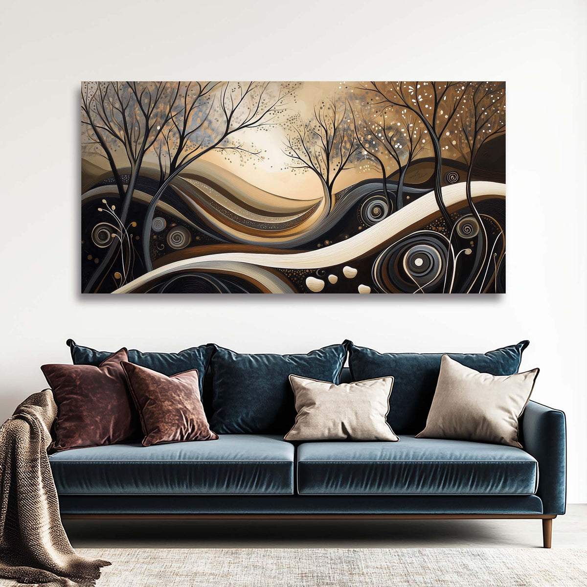 Navy Blue Abstract Abstract Canvas Wall Art for Living Room Prints Artwork Bedroom Office Decor