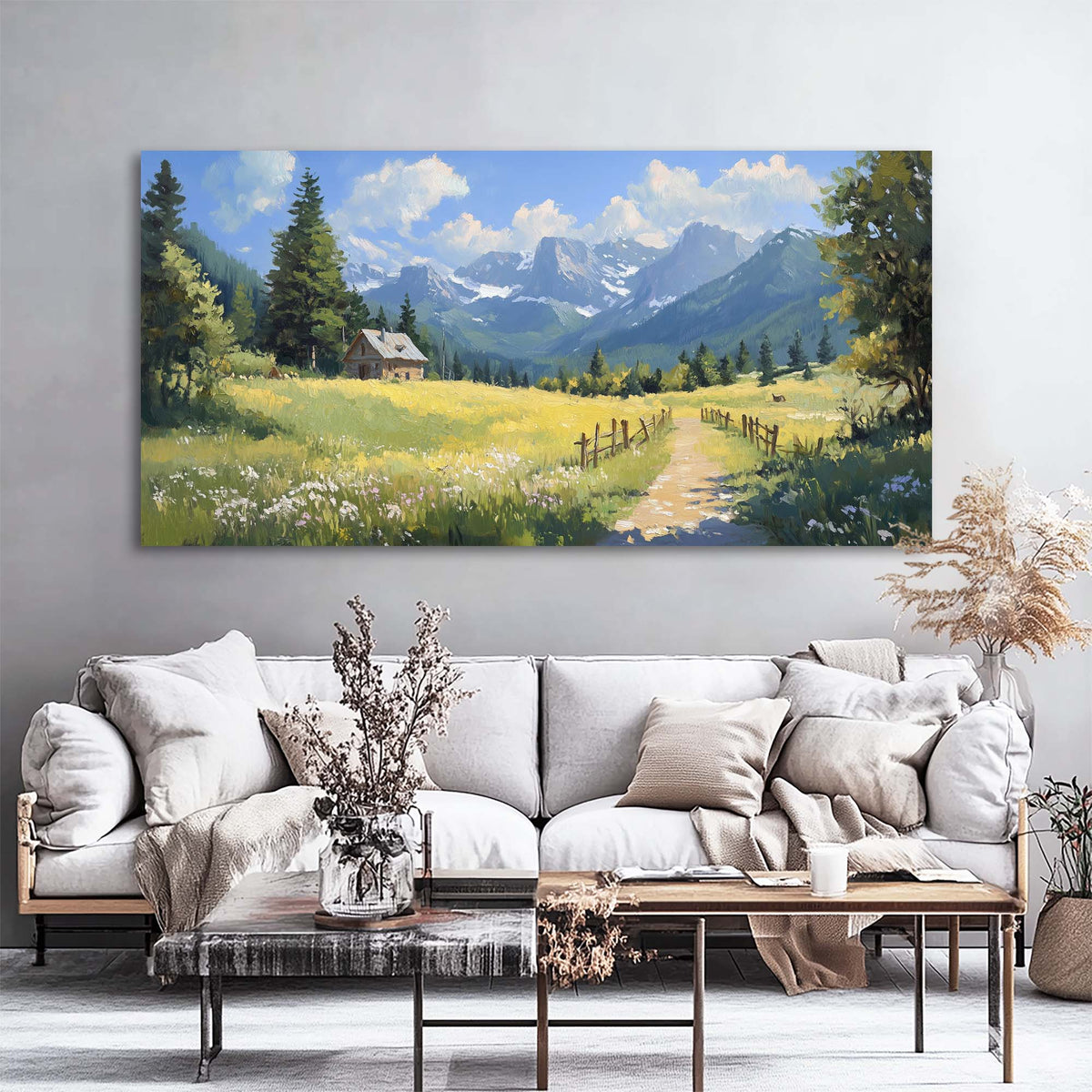 Khaki Country Nature Wall Art Canvas Painting Prints Artwor Office Bedroom Living Room Decor