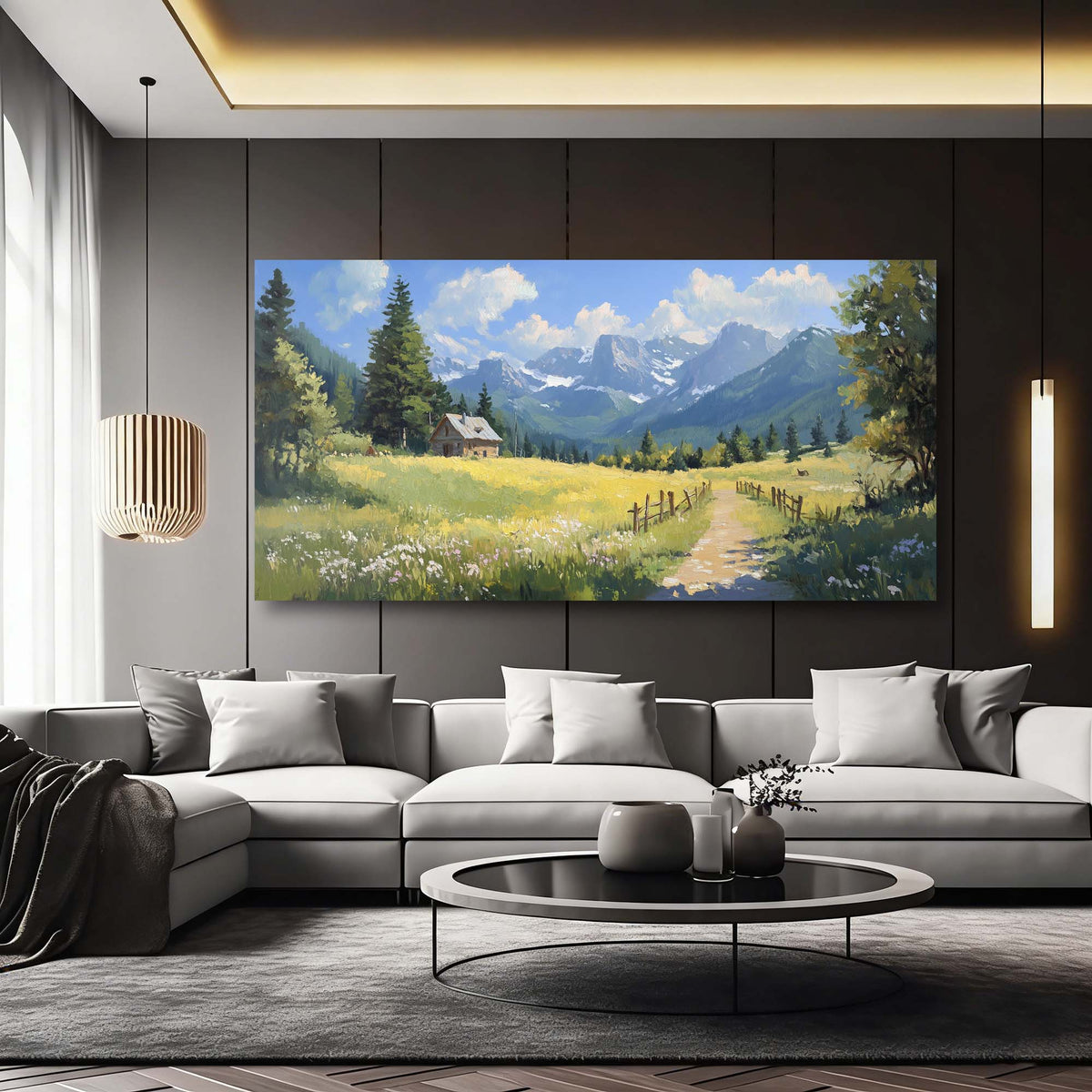 Khaki Country Nature Wall Art Canvas Painting Prints Artwor Office Bedroom Living Room Decor