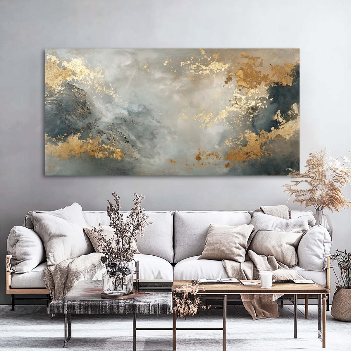 White Abstract Abstract Wall Art for Living Room Canvas Painting Prints Artwork Family Bedroom Office Decor