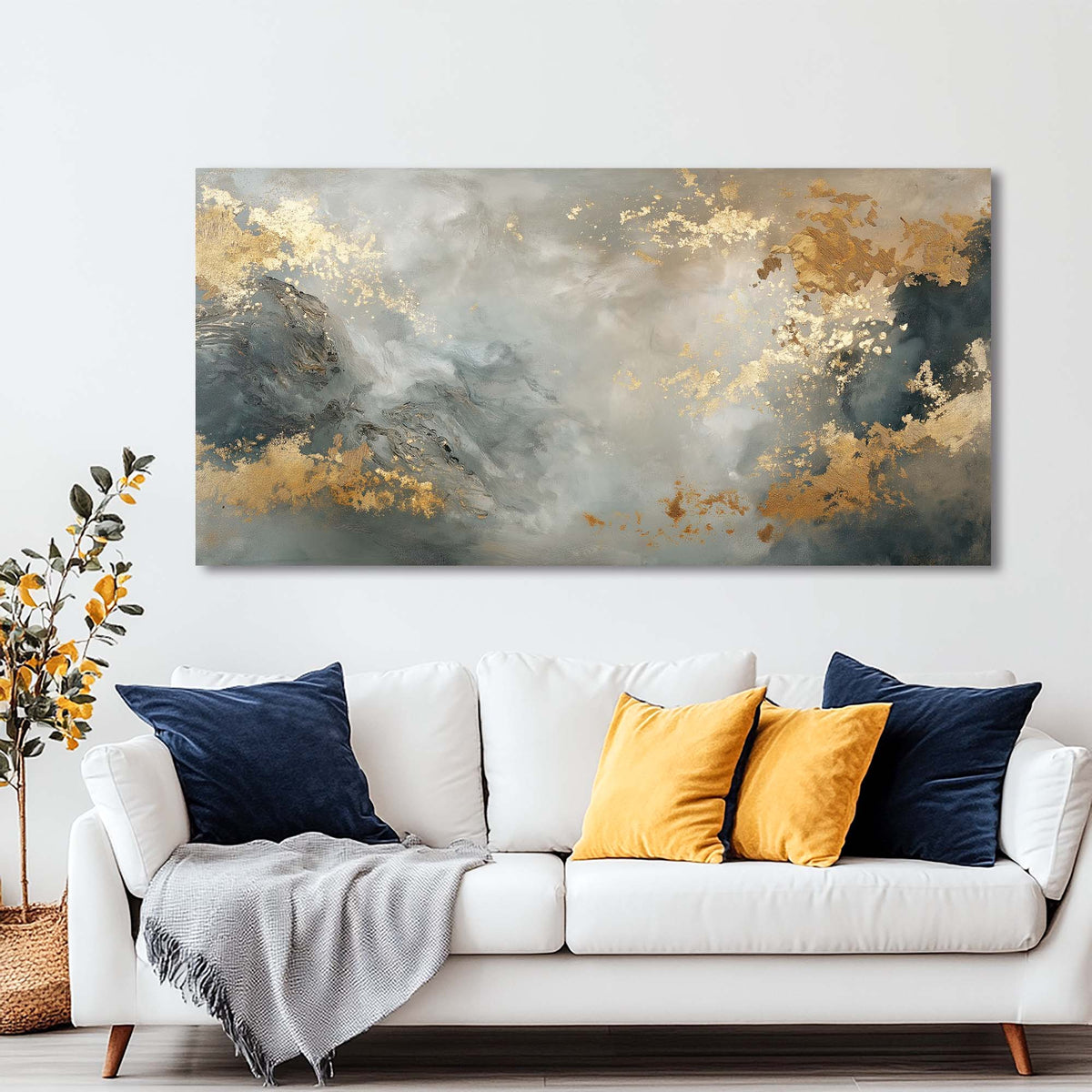 White Abstract Abstract Wall Art for Living Room Canvas Painting Prints Artwork Family Bedroom Office Decor