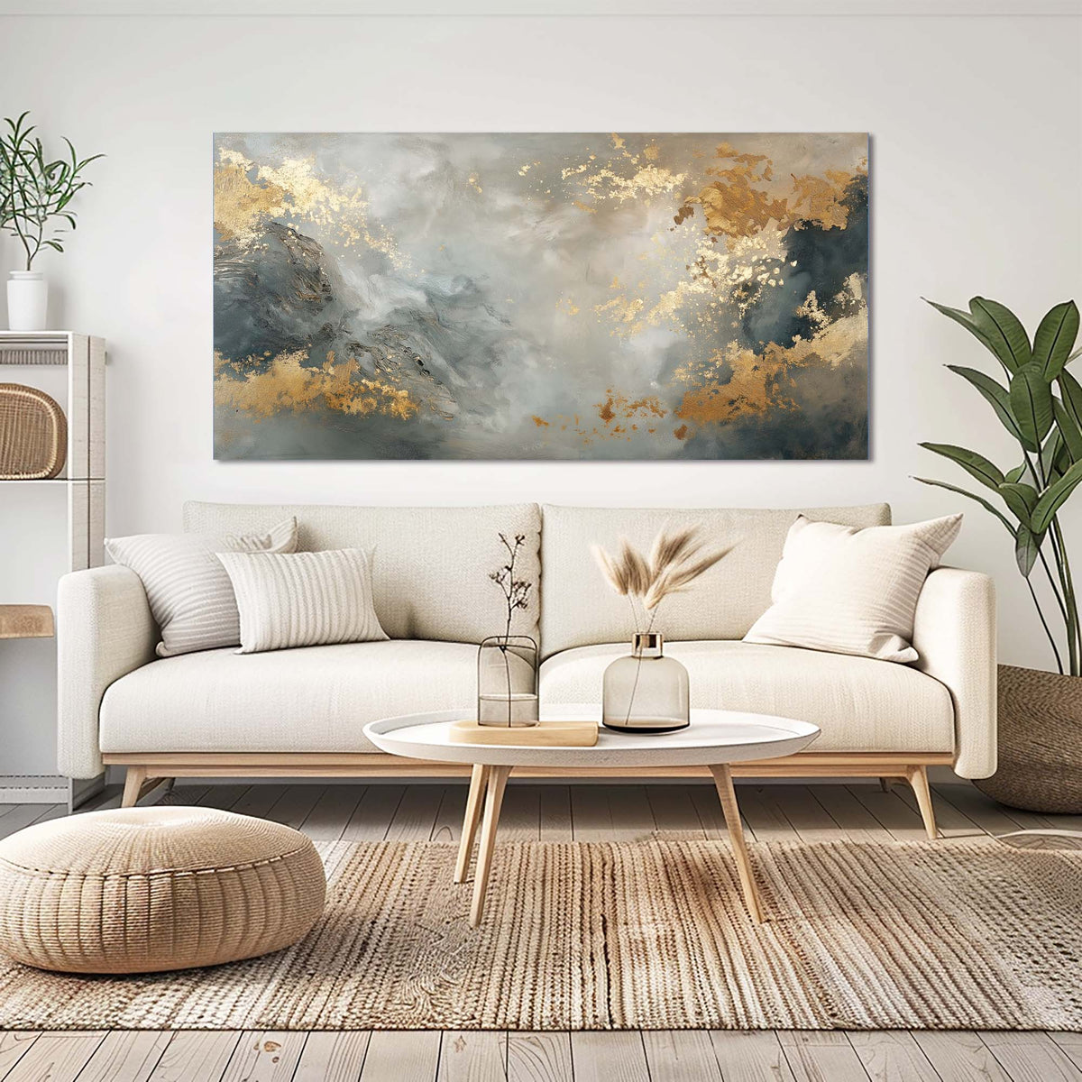 White Abstract Abstract Wall Art for Living Room Canvas Painting Prints Artwork Family Bedroom Office Decor