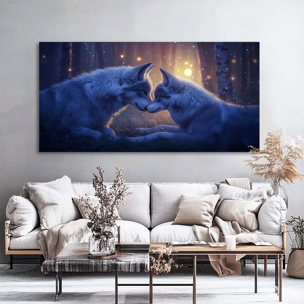 Navy Blue Fantasy Animals Wall Art Canvas Painting Prints Artwor Office Bedroom Living Room Decor