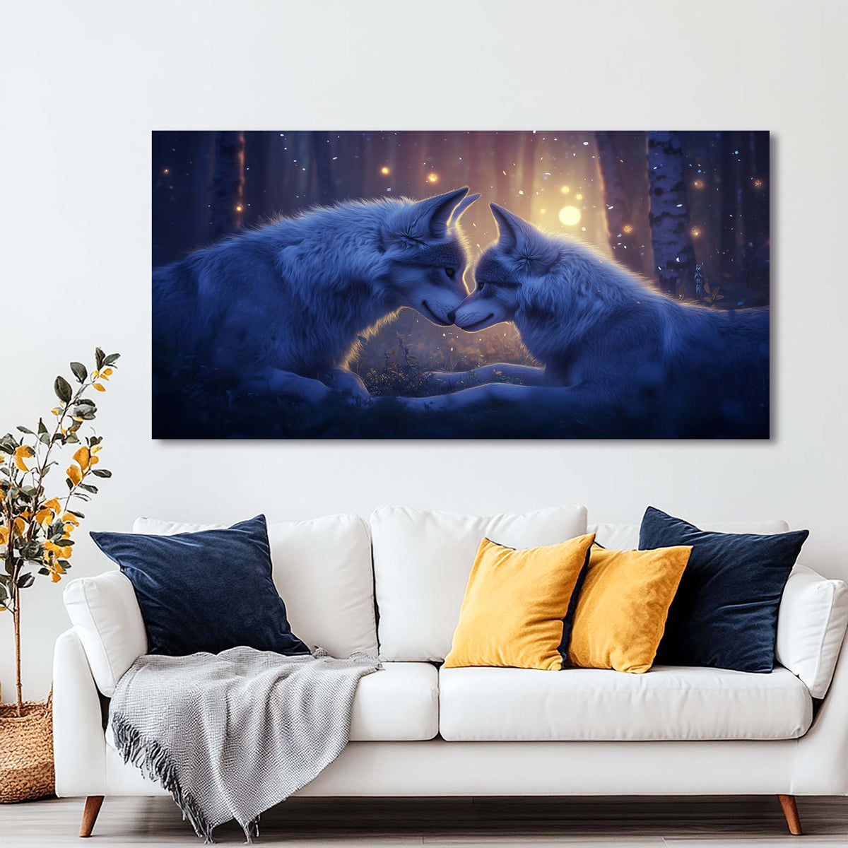 Navy Blue Fantasy Animals Wall Art Canvas Painting Prints Artwor Office Bedroom Living Room Decor