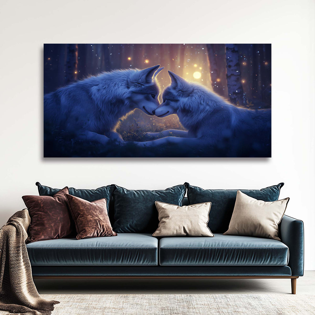 Navy Blue Fantasy Animals Wall Art Canvas Painting Prints Artwor Office Bedroom Living Room Decor