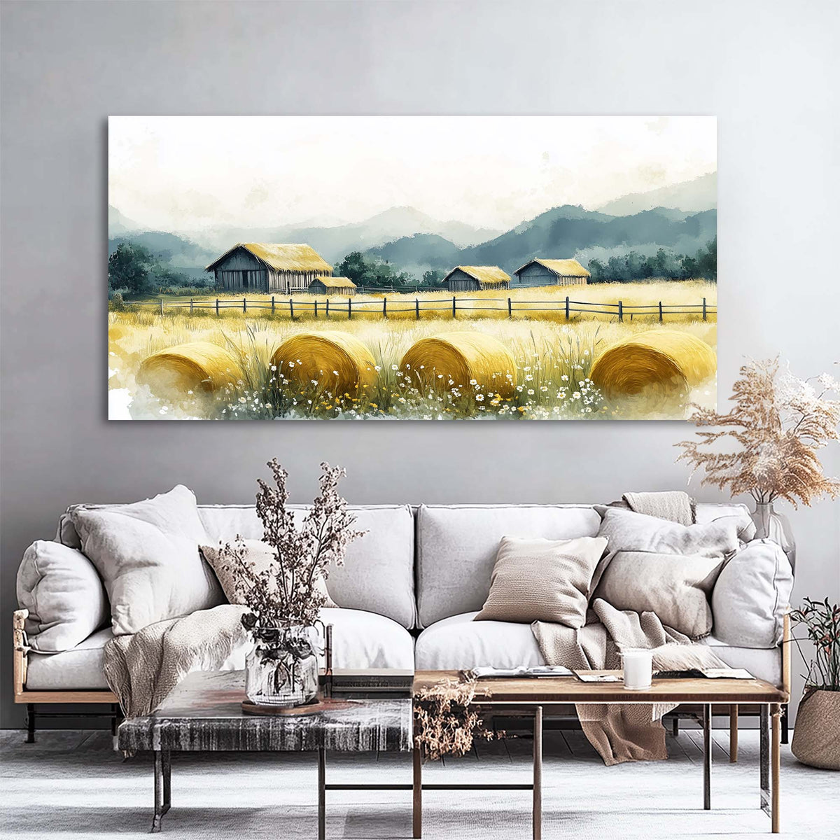 Khaki Country Nature Wall Art Canvas Painting Prints Artwor Office Bedroom Living Room Decor