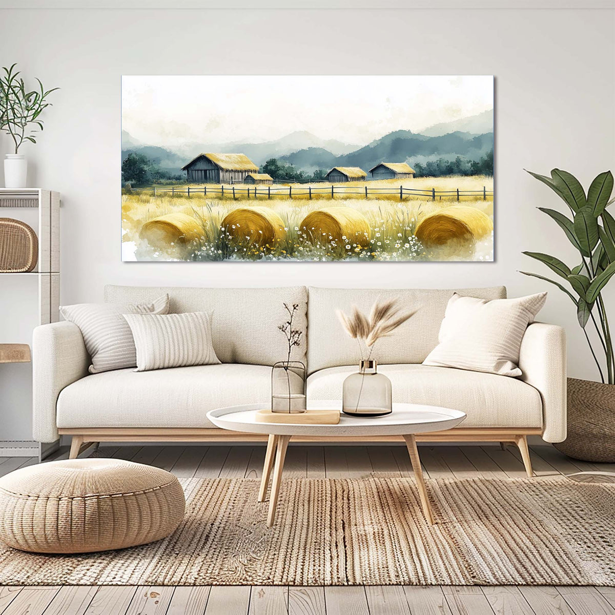 Khaki Country Nature Wall Art Canvas Painting Prints Artwor Office Bedroom Living Room Decor