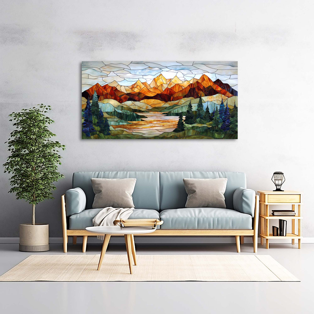 Navy Blue Traditional Nature Wall Art for Living Room Canvas Painting Prints Artwork Family Bedroom Office Decor