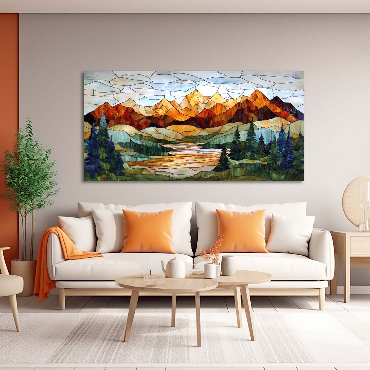 Navy Blue Traditional Nature Wall Art for Living Room Canvas Painting Prints Artwork Family Bedroom Office Decor