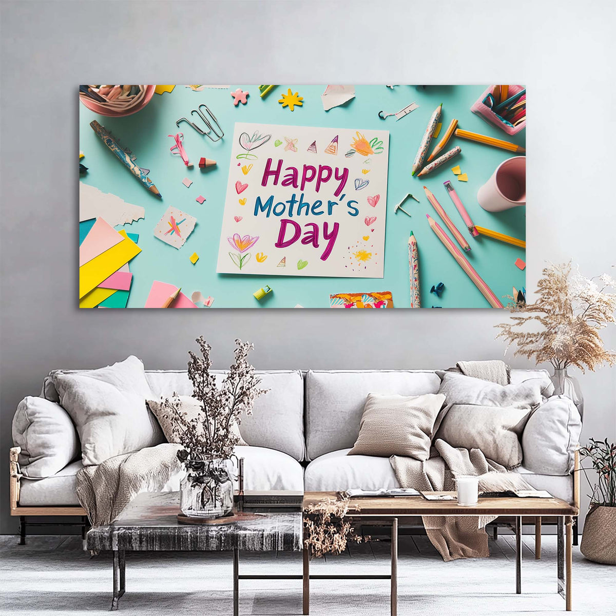 Navy Blue Pretty Floral Wall Art for Living Room Canvas Painting Prints Artwork Family Bedroom Office Decor