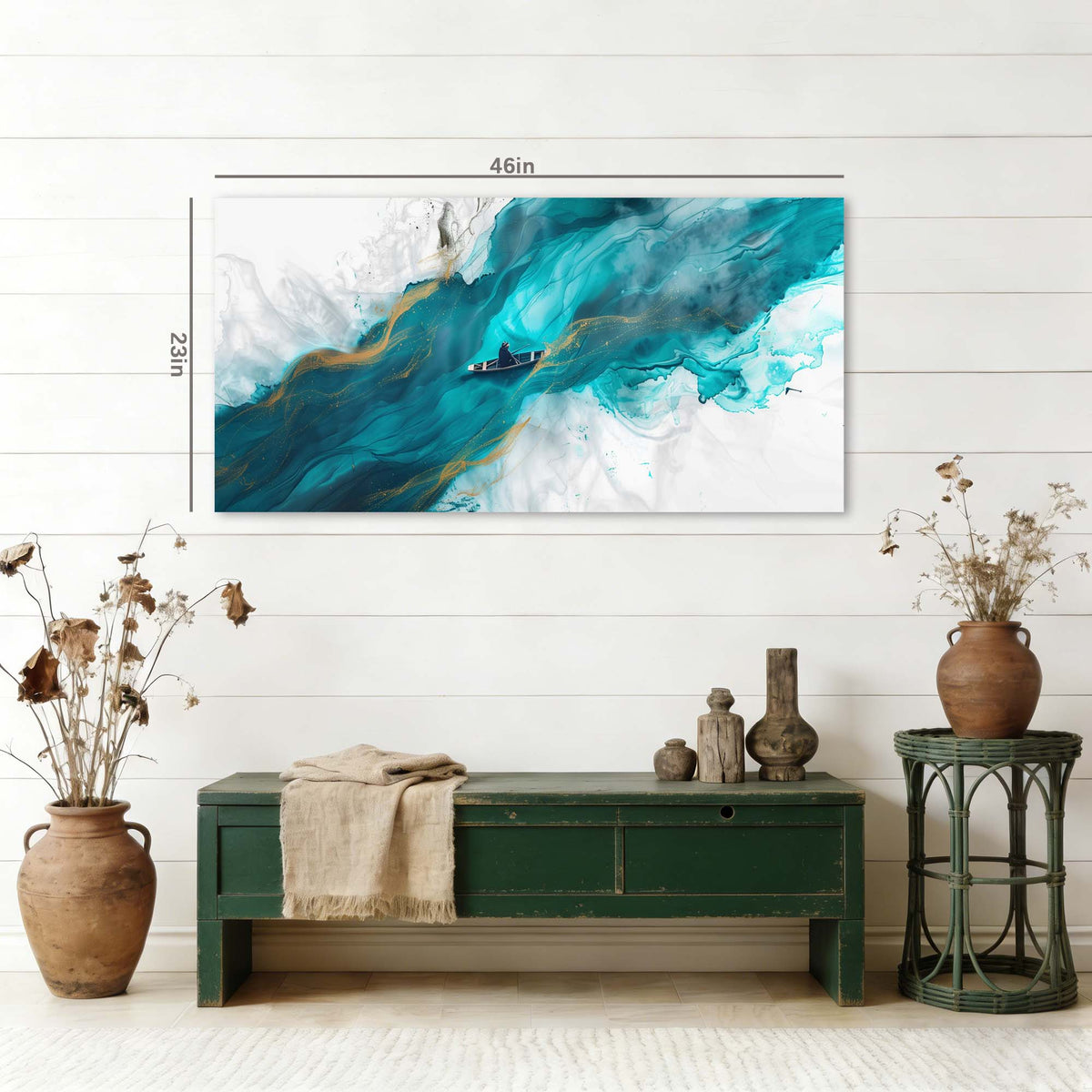 Blue Abstract Wall Art for Living Room Canvas Painting Prints Art Deco Artwork Office Bedroom Decor