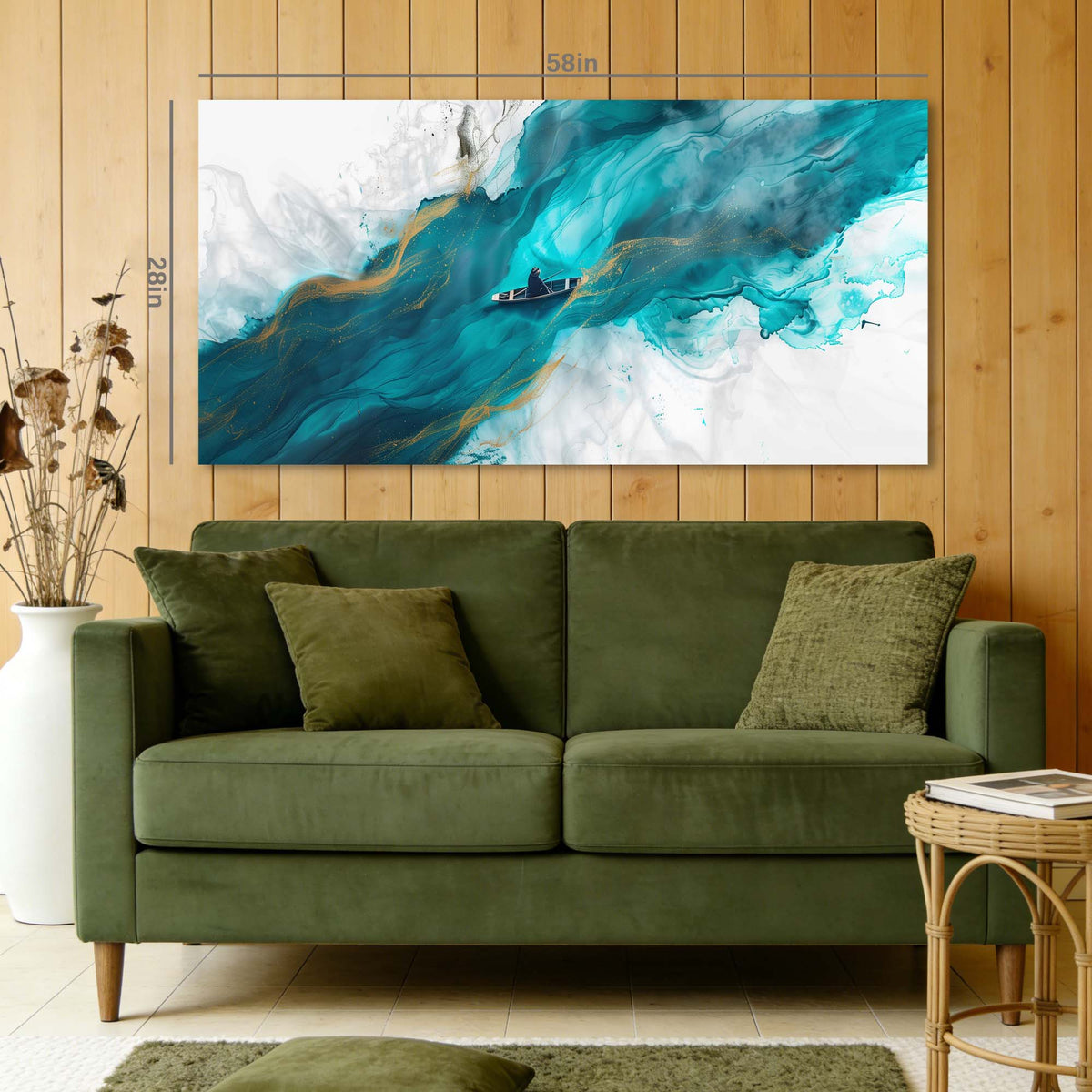 Blue Abstract Wall Art for Living Room Canvas Painting Prints Art Deco Artwork Office Bedroom Decor
