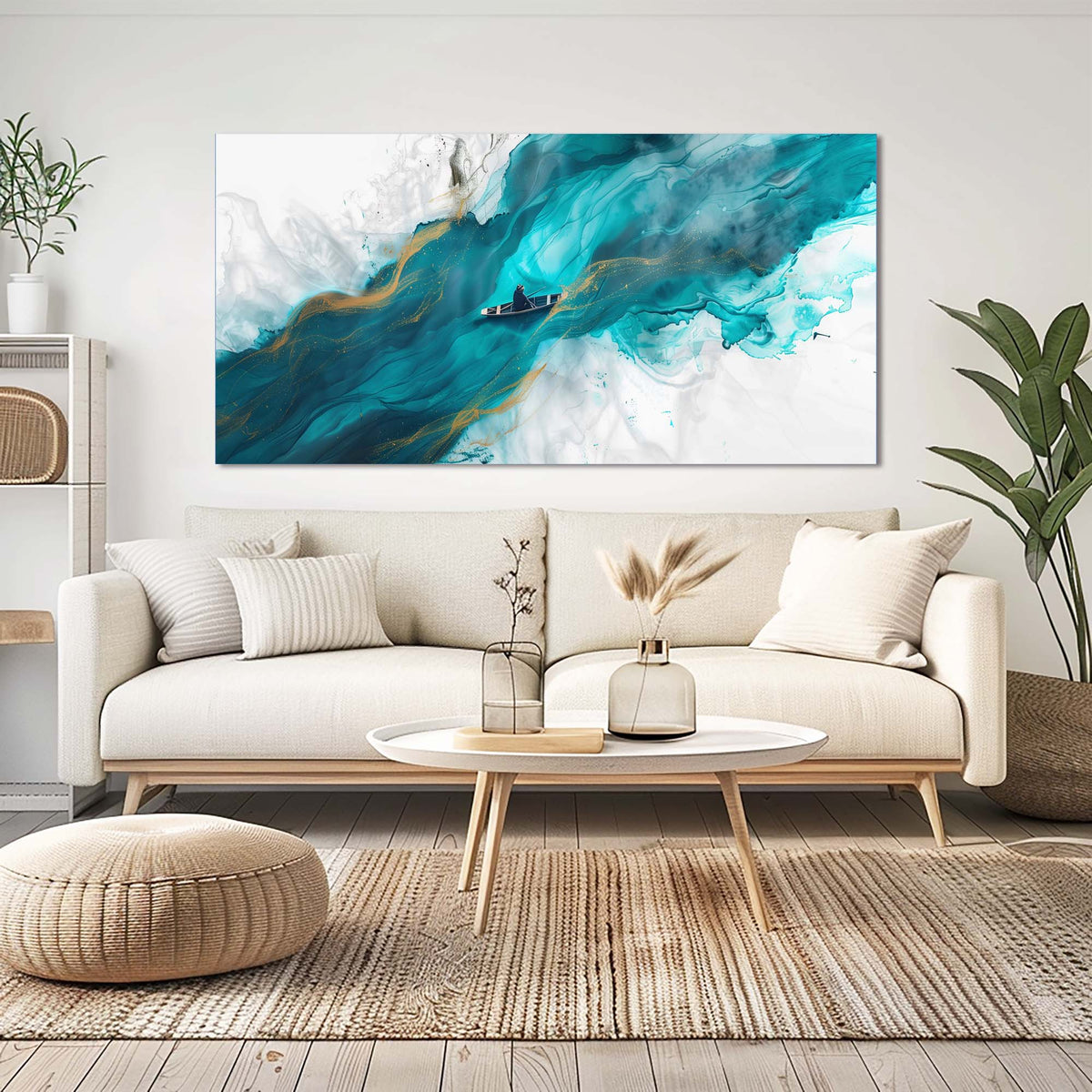 Blue Abstract Wall Art for Living Room Canvas Painting Prints Art Deco Artwork Office Bedroom Decor