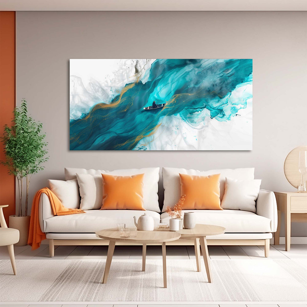 Blue Abstract Wall Art for Living Room Canvas Painting Prints Art Deco Artwork Office Bedroom Decor